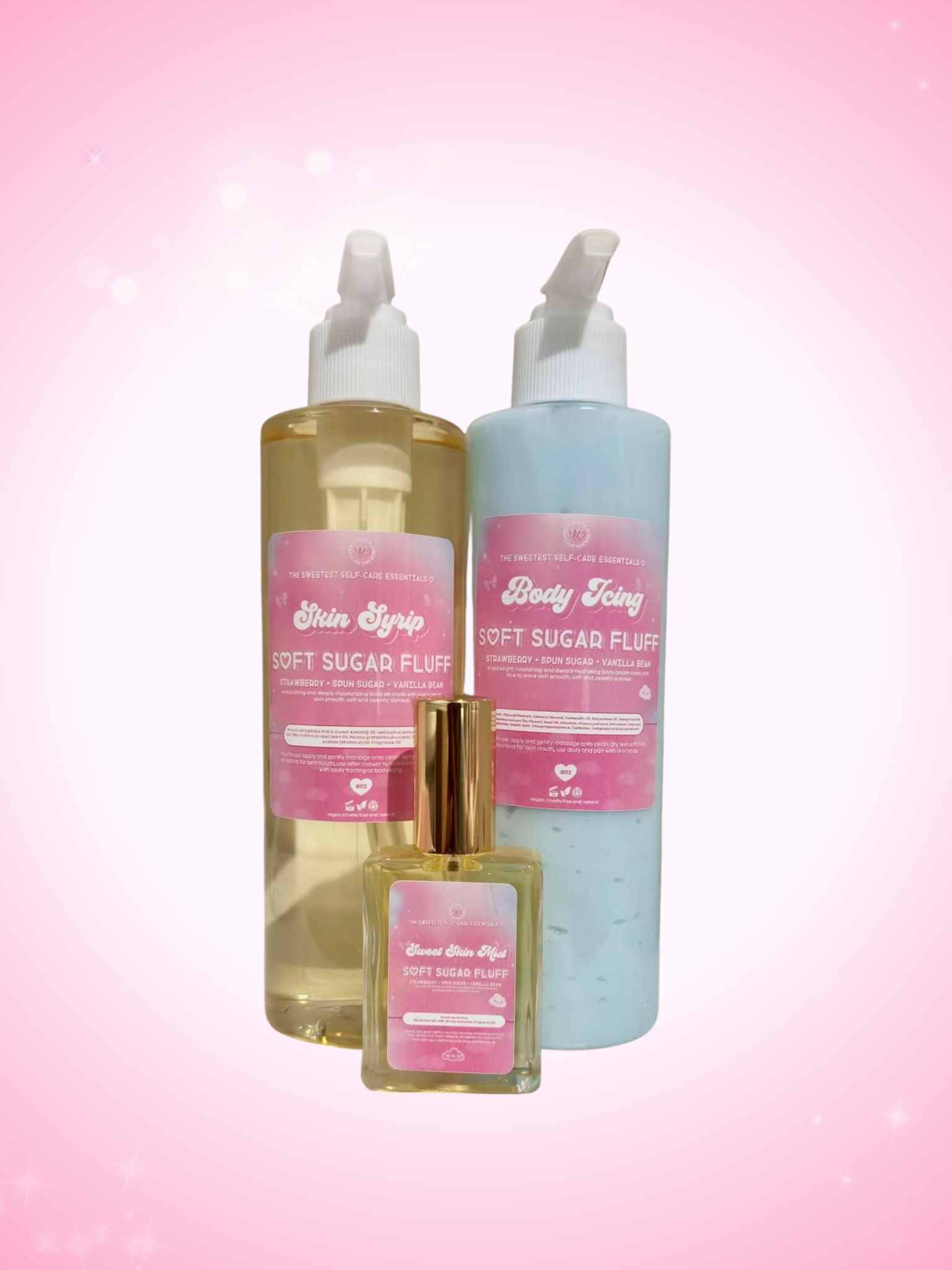 sweet girl trio: soft sugar fluff body care bundle